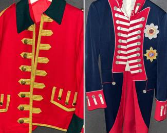 1. 1750s Scottish Highlands officer’s uniform - includes: coat, vest, plaid tartan and stockings (matching bayonet also available) 
2. 1780s German infantry officer’s coat