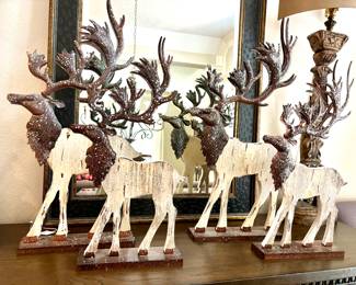 Glittered wood and metal deer