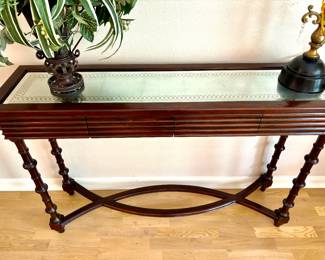 Antiqued mirror top console table
