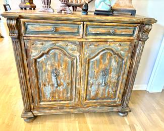 Rustic European distressed chest by Hooker