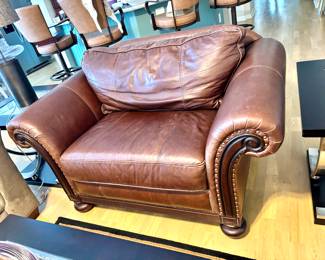 Large leather nail head trim chair 