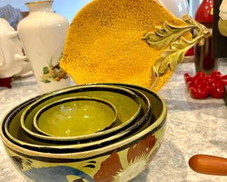 Mexico Handmade Colorful Nesting Pottery Bowl Set
