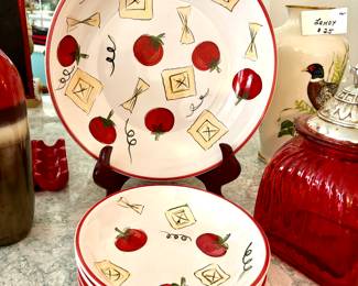 Large Pasta Bowl with 4 Small Bowls 