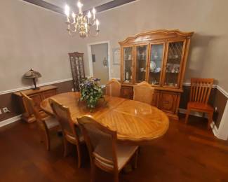 Dining room suite with 6 chairs, server, and china cabinet