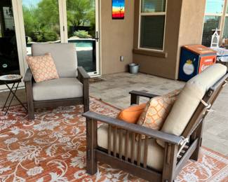 A great pair of chairs that would fit on anyone’s patio.