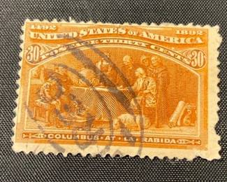 US 238 30cent 1893 Colombian Exposition Stamp W Registration Oval Cancel 
