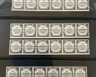 US Testing Stamps Strips With Line Cancels Original Gum 