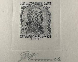 Rare Georg Wimmer Signed Engraving Die Salsburg Stamp Proof Of Mozart