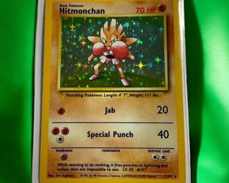1998 Pokemon Rare Base Set Hitmonchan Holo Foil Card 7102 