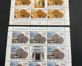 2006 CoraMontenegro 2 Sheets Honoring 100 Yrs Of Coinage VF
