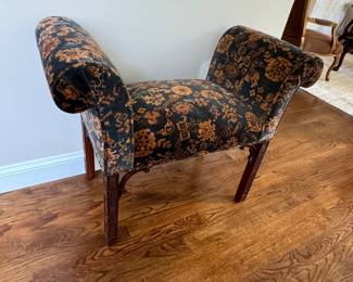 Custom upholstered velvet bench