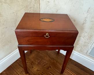 Mahogany inlaid box on stand side table