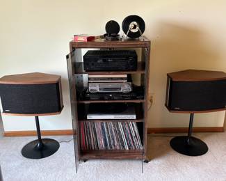 Vintage mid century Bose 901 sound system, receiver, vinyl records
