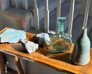Rocks, decanter, vases