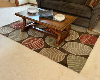 Coffee table, leaf rug