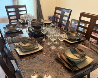 Beautiful dishes, wine glasses