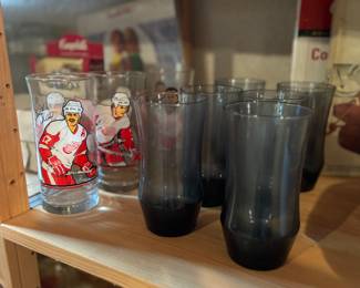 Mid-century glass set, Hockey glasses
