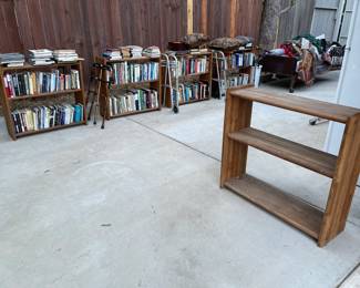Three solid oak bookcases remaining (no books)