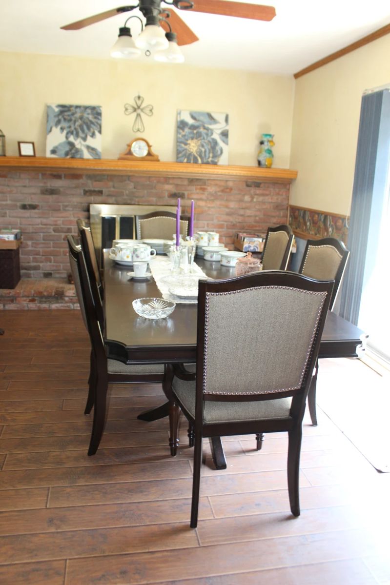 Dining Table and Chairs, Art, Clock