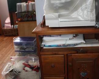 Sewing Machine Embroidery and Cabinet