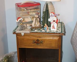 Night Stand and Christmas tags, Tree Snowman More