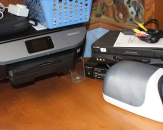HP Printer, Sony HI Fi Stereo, Panasonic Player, Disc Storage Holder