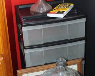 Storage Drawers, Art, Kerosene Lamp, Jug