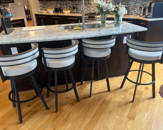 4 black and white stools