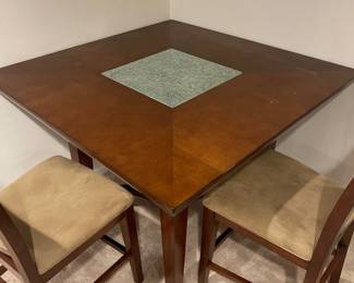 high top table - Benzara Marvellous Counter Height Table with Broken Glass Insert