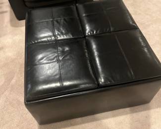 black leather ottoman