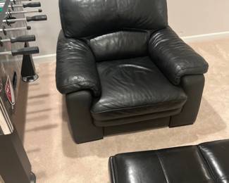 black leather chair set
