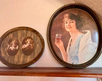 Vintage photo frame and Coke Cola Tray
