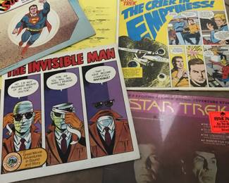 Invisible Man- Superman-Original Cast Sesame Street-Star Trek with comic book insert and Star Trek Sealed. There's more not pictured