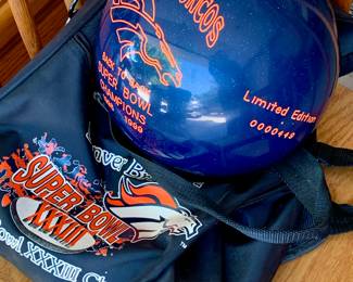 Broncos Logo bowling ball with case. Limited Edition