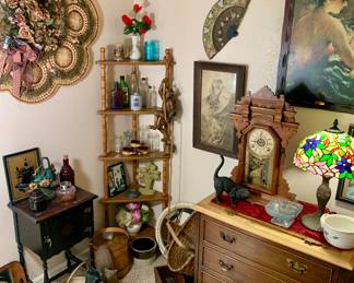 Eastlake Clock with key. Cabinet that is actually a record holder