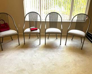 Metal Dining Chairs w/ New Custom Upholstery