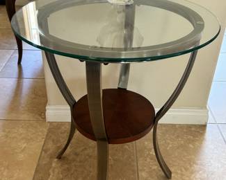 Pair of Metal / Glass End Tables