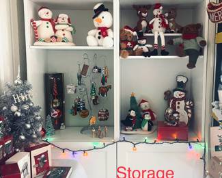 Christmas room with storage cabinets.