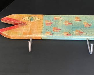 $175 - Cawson wood painted Fish hat/coat holder 36Wx 8T