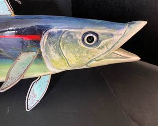 #A -$350   Fairhope Art Show - owner cant remember artist - ceramic and metal Fish ceramic / metal unsigned 30" 