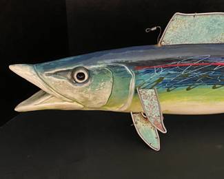 #A $350  Fairhope Art Show - owner cant remember artist - ceramic and metal Fish ceramic / metal unsigned 30" 