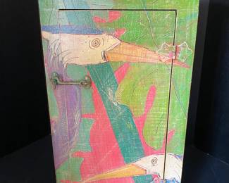 #B - $175 - Cawson signed wall cabinet 15x24x71/4 Tropical  purchased at Pensacola Art Festival 