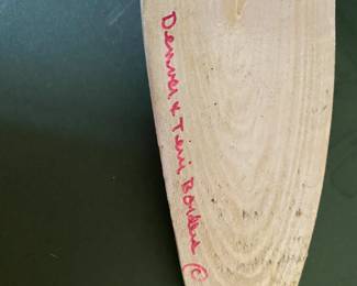 K# $86 - long bird green signed Denver & Teri Borders 20x4 