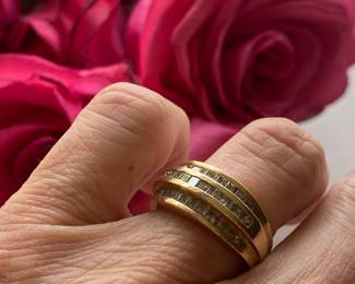80	$375 	14kt carat gold triple band with diamonds - 6-26gr
