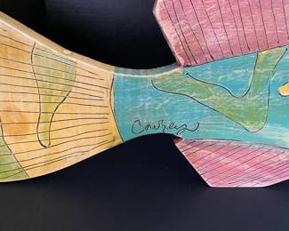 #D - $150 - Cawson wood painted Fish 35W x 11 1/2T