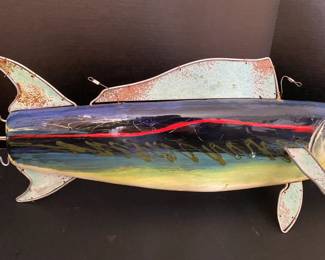 $350  Fairhope Art Show - owner cant remember artist - ceramic and metal Fish ceramic / metal unsigned 30" 