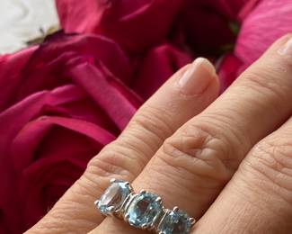 78	$46 	Sterling ring 3 topaz sz 6.5 
