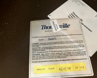 13	$240 	Thomasville Leather Guest Chair & Ottoman
		  Chair:  36W X 23D X 36H
		  Ottoman:  27W X 22D X 16H
