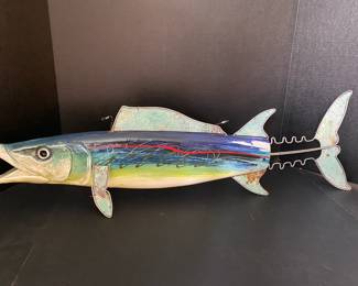 $350  Fairhope Art Show - owner cant remember artist - ceramic and metal Fish ceramic / metal unsigned 30" 