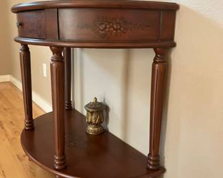 10	$90 	Demi Lune Table with One Drawer
		  36W X 17D X 32H
